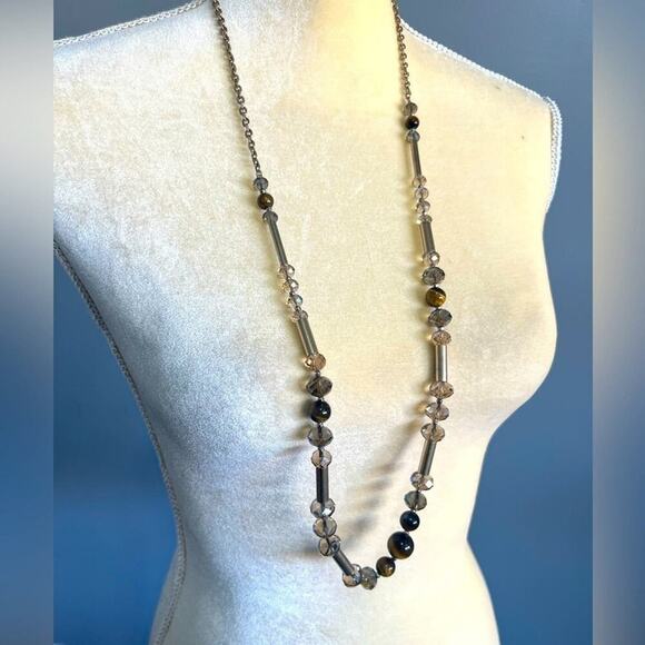 LOFT Bead Silver-tone Long Necklace - Picture 1 of 5